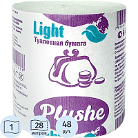 Бумага туалетная ЭКО PlusheLight 1сл,28м,серая б/втулки 48рул/уп фото Бумага туалетная ЭКО PlusheLight 1сл,28м,серая б/втулки 48рул/уп