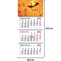 Календарь настенный 3-х блочный 2026 Журавли 30.5x67.5 см фото Календарь настенный 3-х блочный 2026 Журавли 30.5x67.5 см