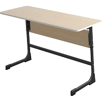 Парта растущая двухместная Комус Мебель с закругленными углами берёза/антрацит рост 5-7