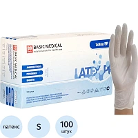 Мед.смотров. перчатки латекс., нестер., с пудрой Basic (S) 50 п/уп фото Мед.смотров. перчатки латекс., нестер., с пудрой Basic (S) 50 п/уп