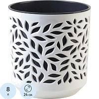 Кашпо La decoro Leaves 8 л с внутренней вставкой 8 л белый/антрацит (25x24 см) фото Кашпо La decoro Leaves 8 л с внутренней вставкой 8 л белый/антрацит (25x24 см)