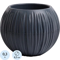 Кашпо с поддоном La decoro Сфера Мини 0.3 л антрацит (9.7x8.5 см)