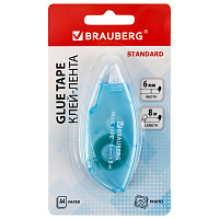 Клей-лента BRAUBERG STANDARD, 6 мм х 8 м, корпус матовый голубой, блистер, 273027 фото Клей-лента BRAUBERG STANDARD, 6 мм х 8 м, корпус матовый голубой, блистер, 273027