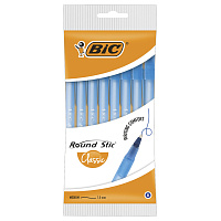 Ручки шариковые BIC "Round Stic", НАБОР 8 шт., СИНИЕ, узел 1 мм, линия письма 0,32 мм, пакет, 928497 фото Ручки шариковые BIC "Round Stic", НАБОР 8 шт., СИНИЕ, узел 1 мм, линия письма 0,32 мм, пакет, 928497