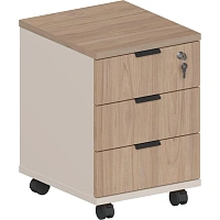 Тумба мобильная Комус Мебель Easy One 3ящ подкатн. Вяз Шв/Кшм (250317)