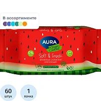 Салфетки влажные Aura "Tropic coctail", 60шт., освежающие фото Салфетки влажные Aura "Tropic coctail", 60шт., освежающие