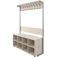 Вешалка МЕТ_1-сторонняя с тумбой для обуви шамони св/серый