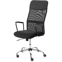 Кресло для руководителя Комус мебель Easy Chair 619 чёрное (сетка/экокожа, хромированный)
