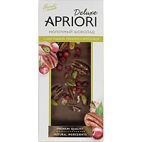 Шоколад Apriori молочный, с пеканом, фисташой и брусникой ШРР, 85г фото Шоколад Apriori молочный, с пеканом, фисташой и брусникой ШРР, 85г
