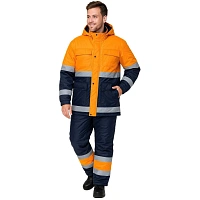 Костюм дорожный зимний с полукомбинезоном зд02-КПК оранжевый/синий с СОП (размер 60-62, рост 194-200)