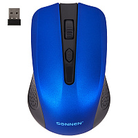Мышь беспроводная SONNEN V99, USB, 1000/1200/1600 dpi, 4 кнопки, оптическая, синяя, 513530 фото Мышь беспроводная SONNEN V99, USB, 1000/1200/1600 dpi, 4 кнопки, оптическая, синяя, 513530