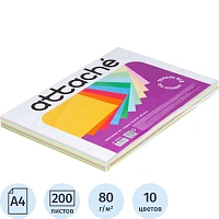 Бумага цветная для печати Attache Multicolor 80 г/кв.м, 200 листов, А4, микс пастельная, интенсивная фото Бумага цветная для печати Attache Multicolor 80 г/кв.м, 200 листов, А4, микс пастельная, интенсивная