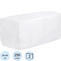 Салфетки бумажные Zelpaper 24х24см 2сл белые 250 шт/уп фото Салфетки бумажные Zelpaper 24х24см 2сл белые 250 шт/уп