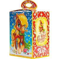 Новогодний сладкий подарок Лошадка красавица Картон 1000 грамм, K016