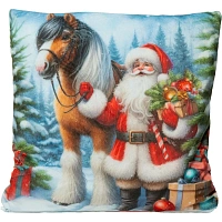 Новогодний сладкий подарок Дед Мороз с лошадкой Подушка 1000 грамм, K042