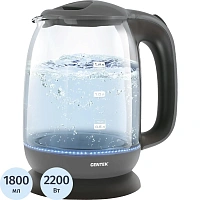 Чайник Centek CT-0034, 1.8л, 2200Вт, LED подсветка, кнопка,серый,стекло фото Чайник Centek CT-0034, 1.8л, 2200Вт, LED подсветка, кнопка,серый,стекло