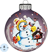 Шар Снеговик с рябиной. 80 мм.. в подар.уп.. КУ-80-224267 фото Шар Снеговик с рябиной. 80 мм.. в подар.уп.. КУ-80-224267