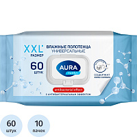 Полотенца влажные AURA FAMILY с антиб.эфф. big-pack с крышкой 60шт/уп КК/10 фото Полотенца влажные AURA FAMILY с антиб.эфф. big-pack с крышкой 60шт/уп КК/10