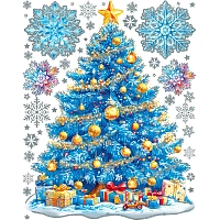 Наклейка на окно новогодняя  из ПВХ пленки, с раскраской 30x38см арт.94290