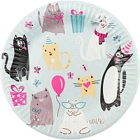Набор тарелок бумажные Кошки 18см 6шт/уп 6060398 фото Набор тарелок бумажные Кошки 18см 6шт/уп 6060398