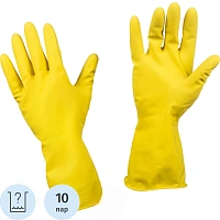 Перчатки латексные жёлтые (размер 9, L, 10 пар в упаковке)