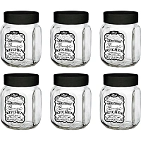 Банка для хранения стекл. 0,9л с пласт черной крышкой 6шт/уп фото Банка для хранения стекл. 0,9л с пласт черной крышкой 6шт/уп