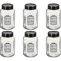 Банка для хранения стекл. 1,5л с пласт черной крышкой 6шт/уп фото Банка для хранения стекл. 1,5л с пласт черной крышкой 6шт/уп