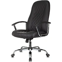 Кресло БР Комус Мебель EChair 658 экокожа (строчка ромб),черный, хром