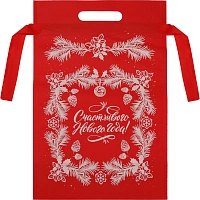 Мешочек для подарков Еловое настроение, 36x24x12см, красный,  НУ-6246