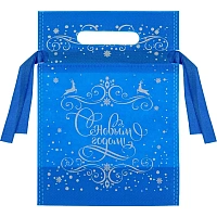 Мешочек для подарков Ледяной узор, 24x18x9см, голубой, НУ-6243 фото Мешочек для подарков Ледяной узор, 24x18x9см, голубой, НУ-6243