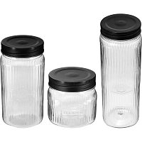 Набор банок квадратных с рельефом PREMIUM 0,6л, 1,3л, 2л(Черный) фото Набор банок квадратных с рельефом PREMIUM 0,6л, 1,3л, 2л(Черный)