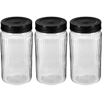 Набор банок квадратных с рельефом PREMIUM 1,3л, 3шт (Черный) фото Набор банок квадратных с рельефом PREMIUM 1,3л, 3шт (Черный)