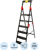 Стремянка стальная 6 ст., чёрная, Perilla арт.133506 фото Стремянка стальная 6 ст., чёрная, Perilla арт.133506