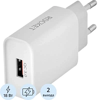 Зарядное устройство сетевое 18W USB-A+C Rocket Slot Combo(RWCC505WH18AC-A)