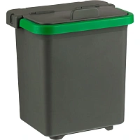 Ведро с крышкой Росмоп 5 л пластик серое/зелёная ручка (с мерной шкалой, ударопрочное)