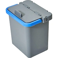 Ведро с крышкой Росмоп 5 л пластик серое/синяя ручка (с мерной шкалой, ударопрочное)