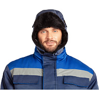 Шапка-ушанка Спец тёмно-синяя на флисовой подкладке утеплённая размер 60 с мехом