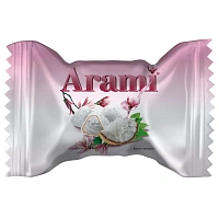 Конфеты Arami Essen вафельные с кокосовой стружкой, пакет 500г фото Конфеты Arami Essen вафельные с кокосовой стружкой, пакет 500г