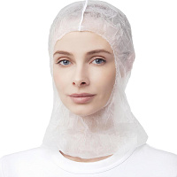 Балаклава /шапочка с резинкой вокруг лица 17г/м2 42x36 см,белая,(100шт/уп) фото Балаклава /шапочка с резинкой вокруг лица 17г/м2 42x36 см,белая,(100шт/уп)
