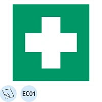 Знак безопасности EC01 Аптечка 1й мед.помощи, пленка, ф/л 100х100 10шт/уп