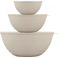 Набор салатников Cardamom (1,2+2,3+4,1 л) с крышками латте фото Набор салатников Cardamom (1,2+2,3+4,1 л) с крышками латте