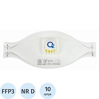 Респиратор трехпанельный О2 3113 FFP3 NRD с клапаном, 10шт/уп