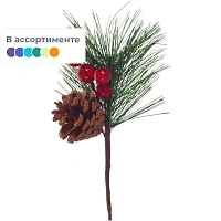 Хвойная ветка с шишками и ягодами 15x9 см