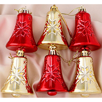 Украшение ёлочное Колокольчик со звёздами (набор 6 шт)красн. Зол.4941973