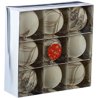 Набор шаров d-8 см, 9 шт Бархат. Фестиваль сияние, белый 10875282