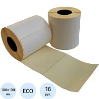 Термоэтикетки 100х100 мм ЭКО 40 мм диаметр втулки (16 рулонов по 500 этикеток)