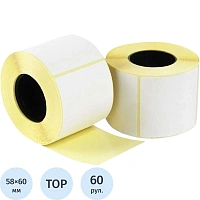 Термоэтикетки 58х60 мм ТОП 40 мм диаметр втулки (60 рулонов по 450 этикеток)