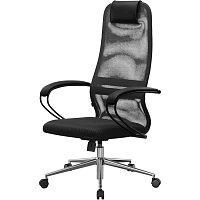 Кресло для руководителя Ergolife Sit 8 чёрное/хромированная крестовина (сетка, металл)