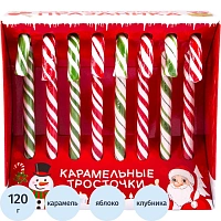 Карамель Сладкая сказка Карамельные Тросточки яблоко-клубника 120 г
