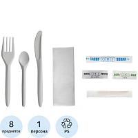 Набор однораз.8/1(в/н/л.ч/сах/соль/перец/салф/зуб)бел.,300наб/кор(Н81-003)